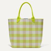 The Lightweight Tote in Citrus Gingham shown from the front.