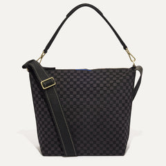 PDP |The Mini Zip Bucket in Black Sand shown from the front.