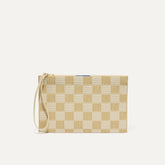 PLP |The Wristlet in Checker Sand shown from the front.