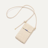 The Phone Crossbody in White Sand shown from above.