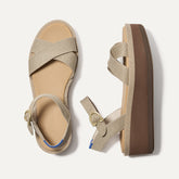 The Criss-Cross Lightweight Wedge Sandal in Aurora shown from the top.