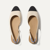 The Almond Slingback in Conch Captoe shown from the top.