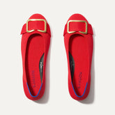 The Emblem Ballet Flat in Cardinal shown from the top.