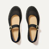 The Espadrille Mary Jane in Black shown from the top.
