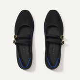 The Double Buckle Mary Jane in ReVelvet™ Black shown from the top.