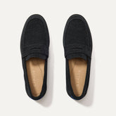 The Penny Loafer in ReVelvet™ Black shown from the top.