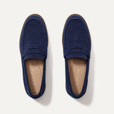 The Penny Loafer in ReVelvet™ Navy shown from the top.