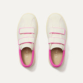The Kids Strap Sneaker in Pink Taffy shown from the top.