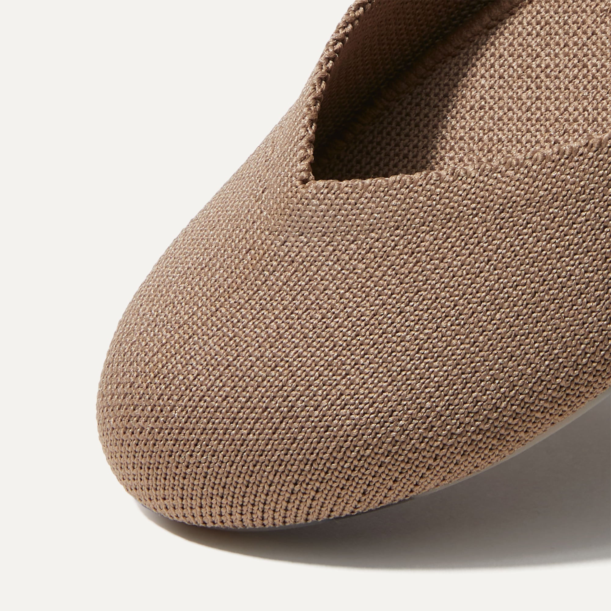 Close up of the rounded toe and v-shaped vamp of The Flat in Portobello.