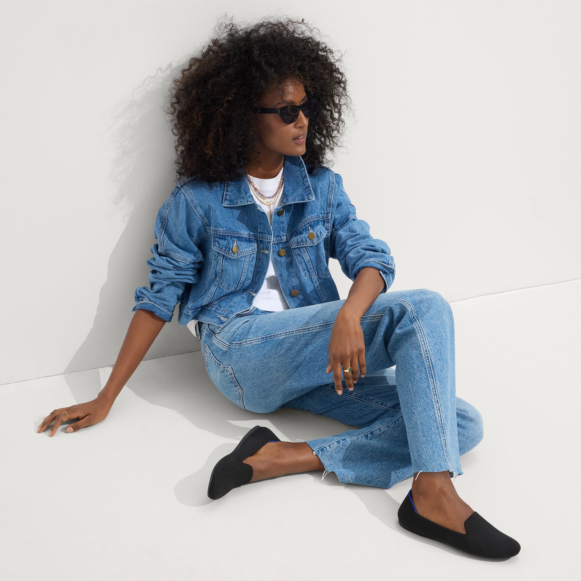 The Loafer in Black shown on-model in an alternative view.