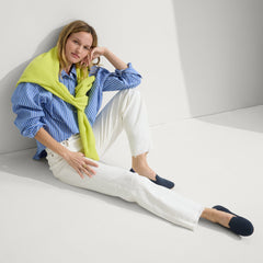 Alternate view of a model wearing The Loafer in Navy.