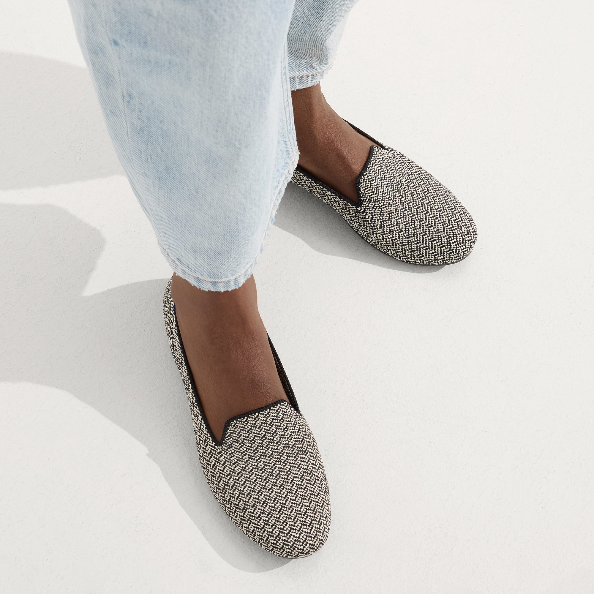 hover | Model wearing The Loafer in Slate Herringbone.