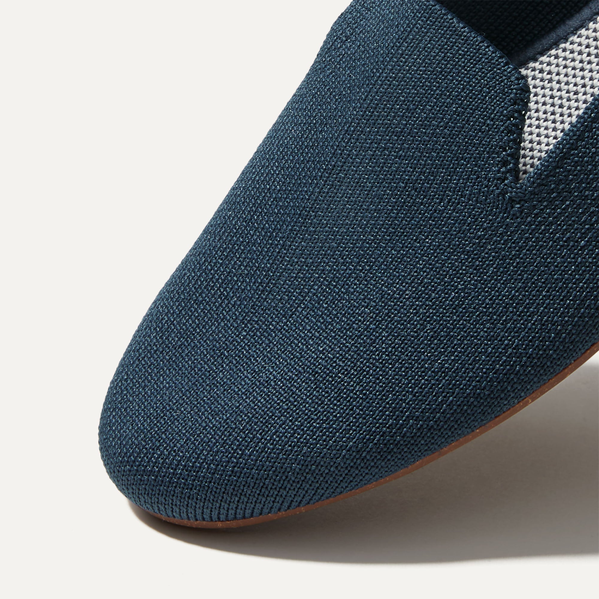 Close up of the toe and vamp of The Loafer in Navy.