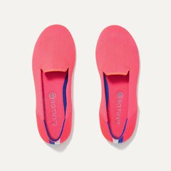 A pair of The Kids slip-on Loafers in Flamingo shown from the top view.