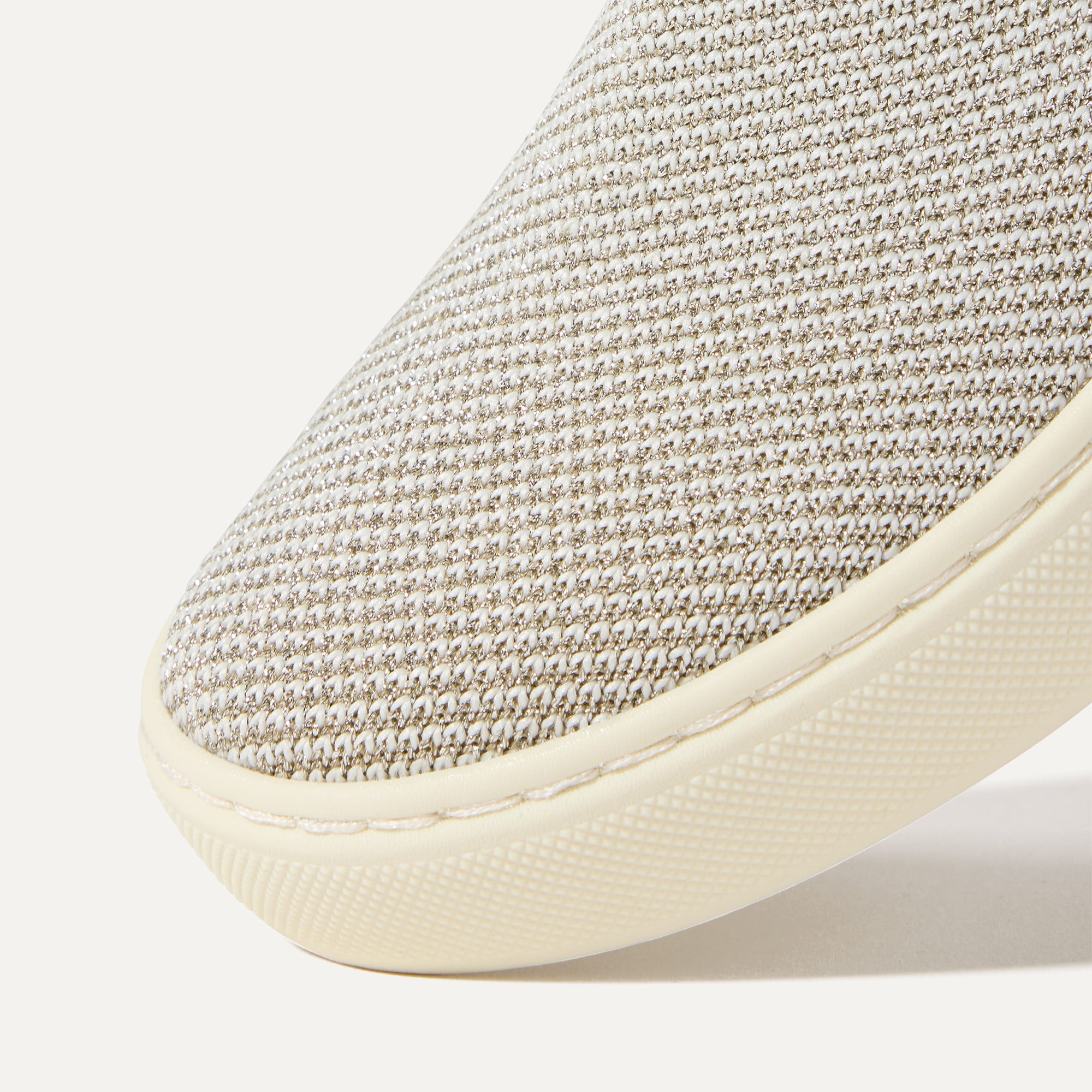 Close up of the toe and vamp of The Kids Sneaker in Diamond Twill.