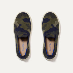 The Kids Sneaker in Spruce Camo shown from the top.