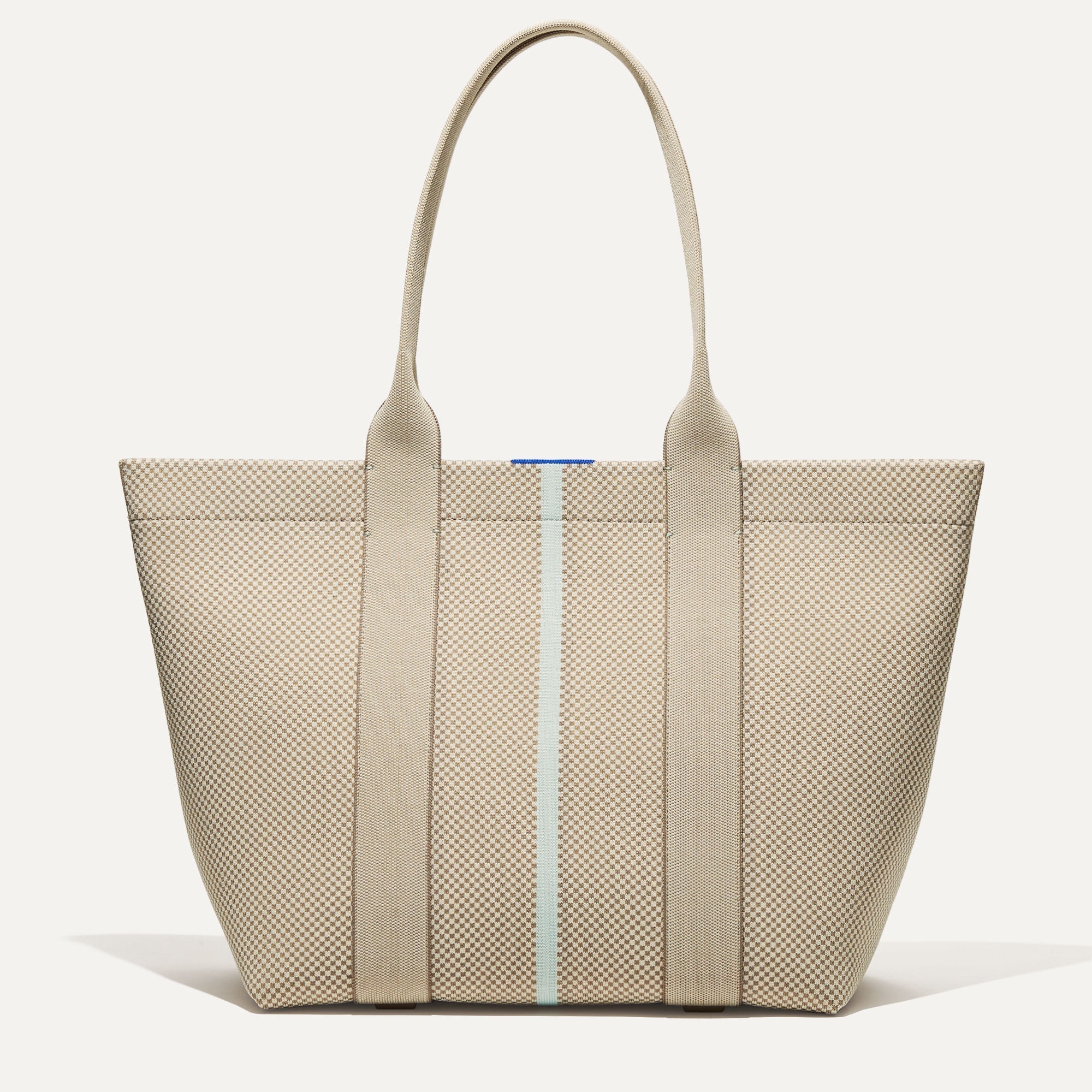 PLP |The Essential Tote in Coastal Mini Check shown from the front.