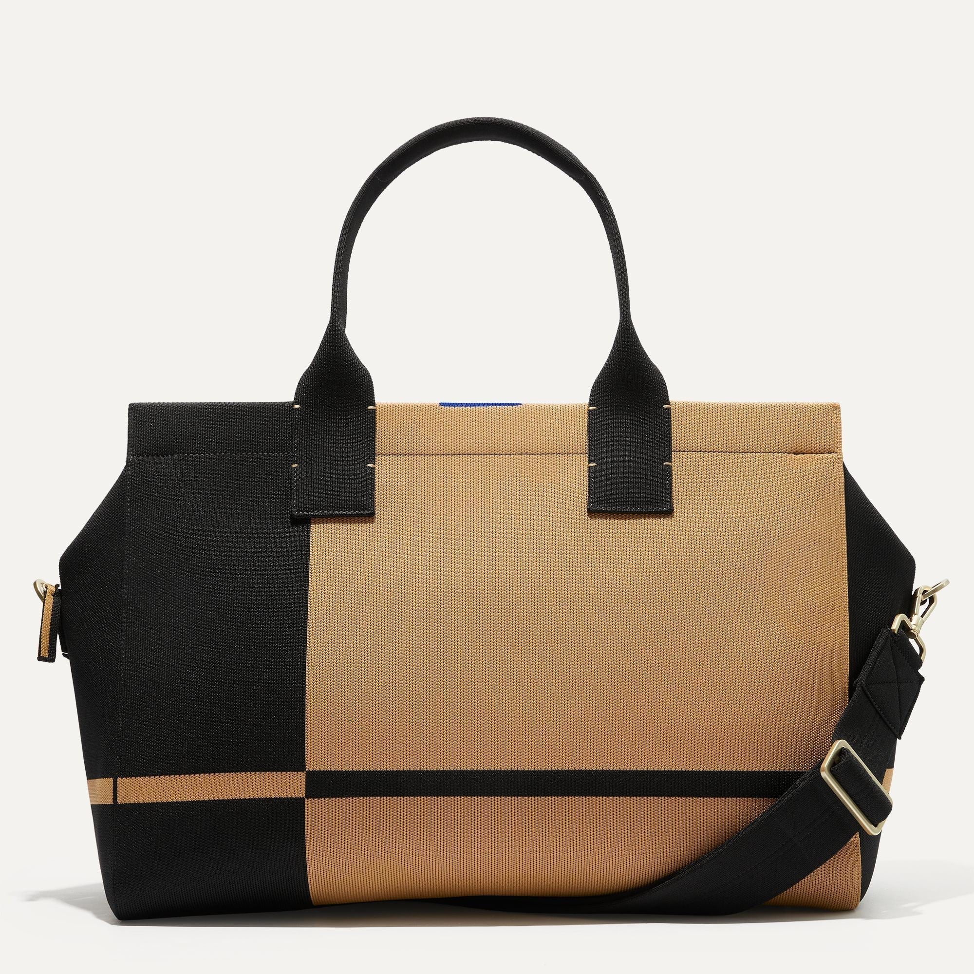 PDP |The Overnighter in Camel and Black shown from the front.