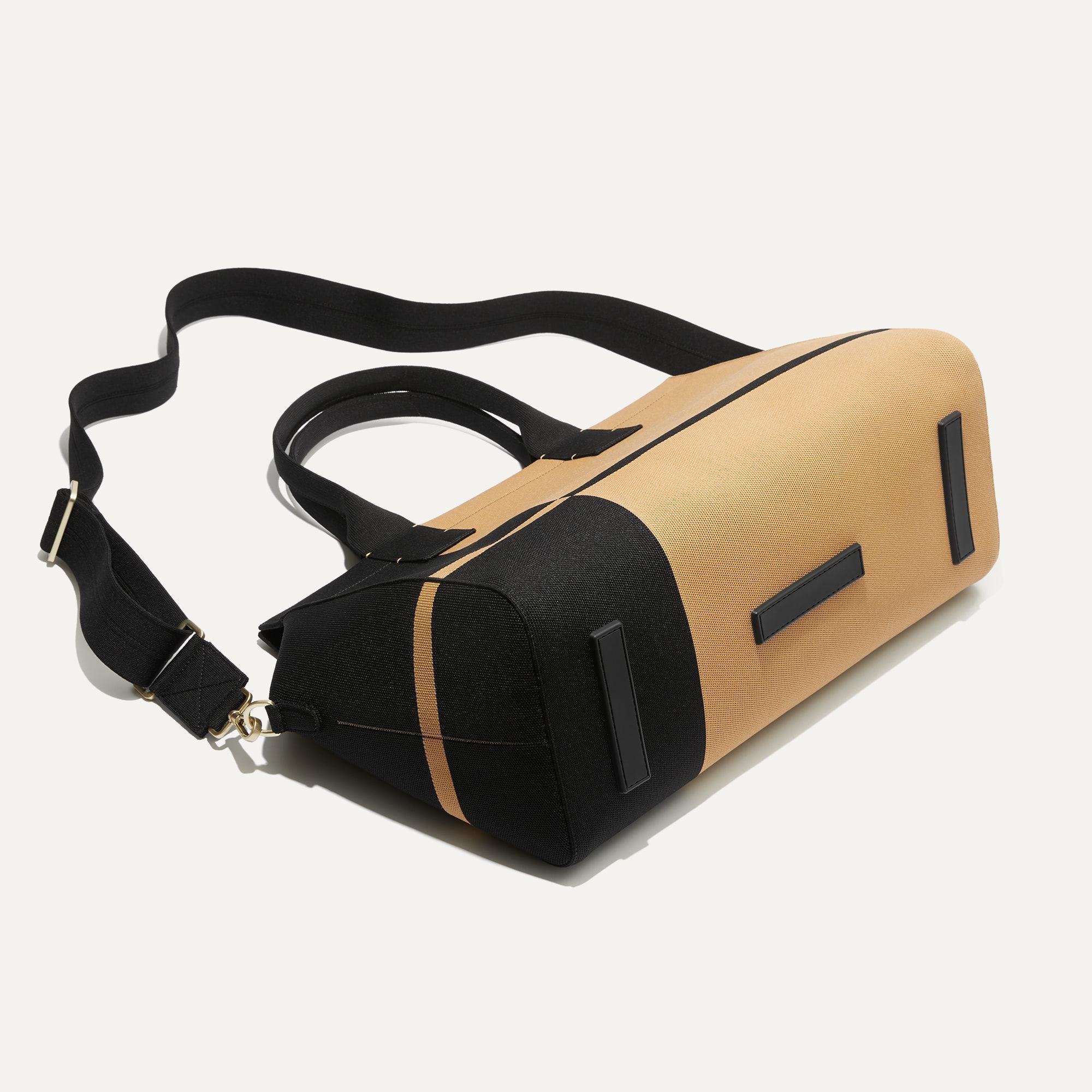 The Overnighter in Camel and Black shown laid down.