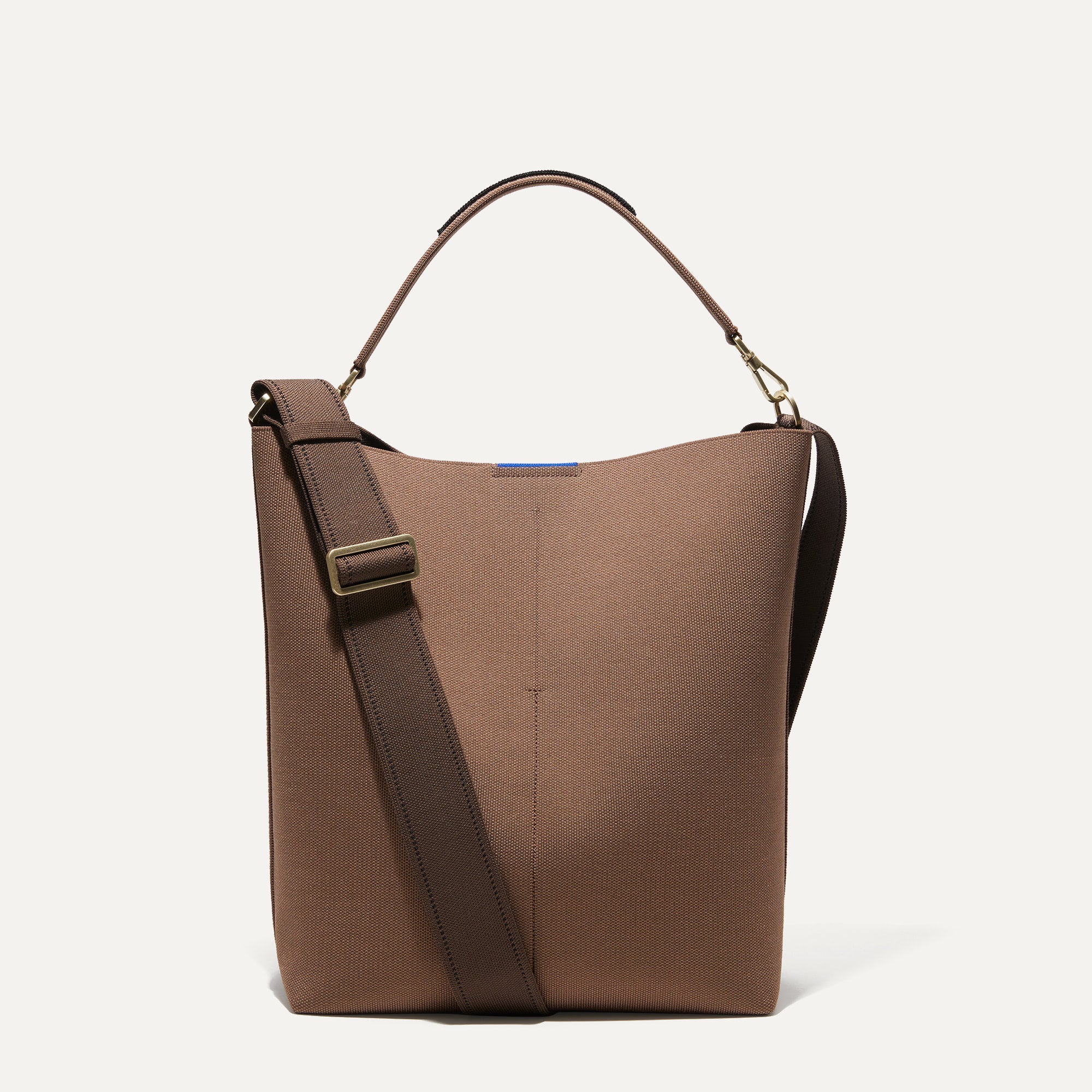 PLP |The Bucket Bag in Rich Cocoa shown from the front.