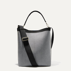 PLP |The Bucket Bag in Grey Mist shown from the front.