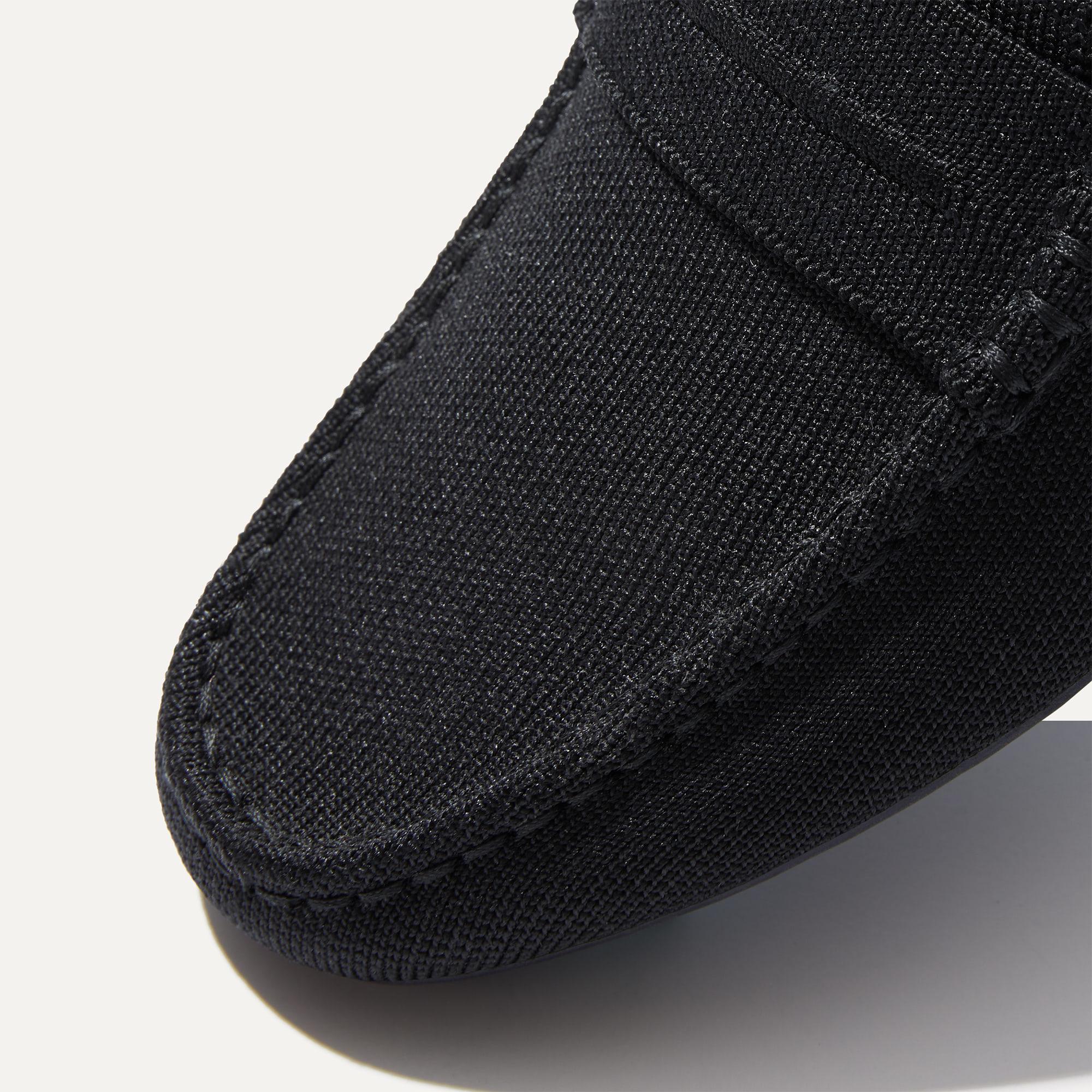Close up of the toe and vamp of The Driving Loafer in Black.