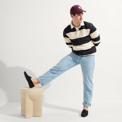 Alternate view of a model wearing The Driving Loafer in Black.