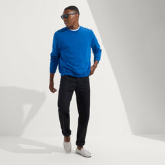 Alternate view of a model wearing The Driving Loafer in Light Grey Herringbone.