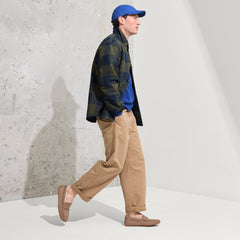 Alternate view of a model wearing The Driving Loafer in Portobello Herringbone.