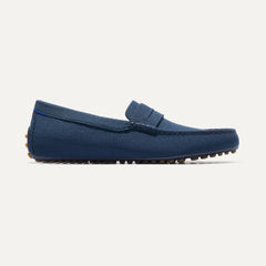 The Driving Loafer in Navy shown from the side.