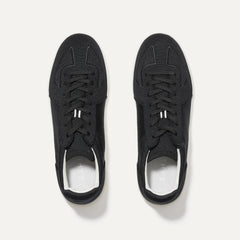 A pair of The RS01 Sneaker in Black shown from the top.