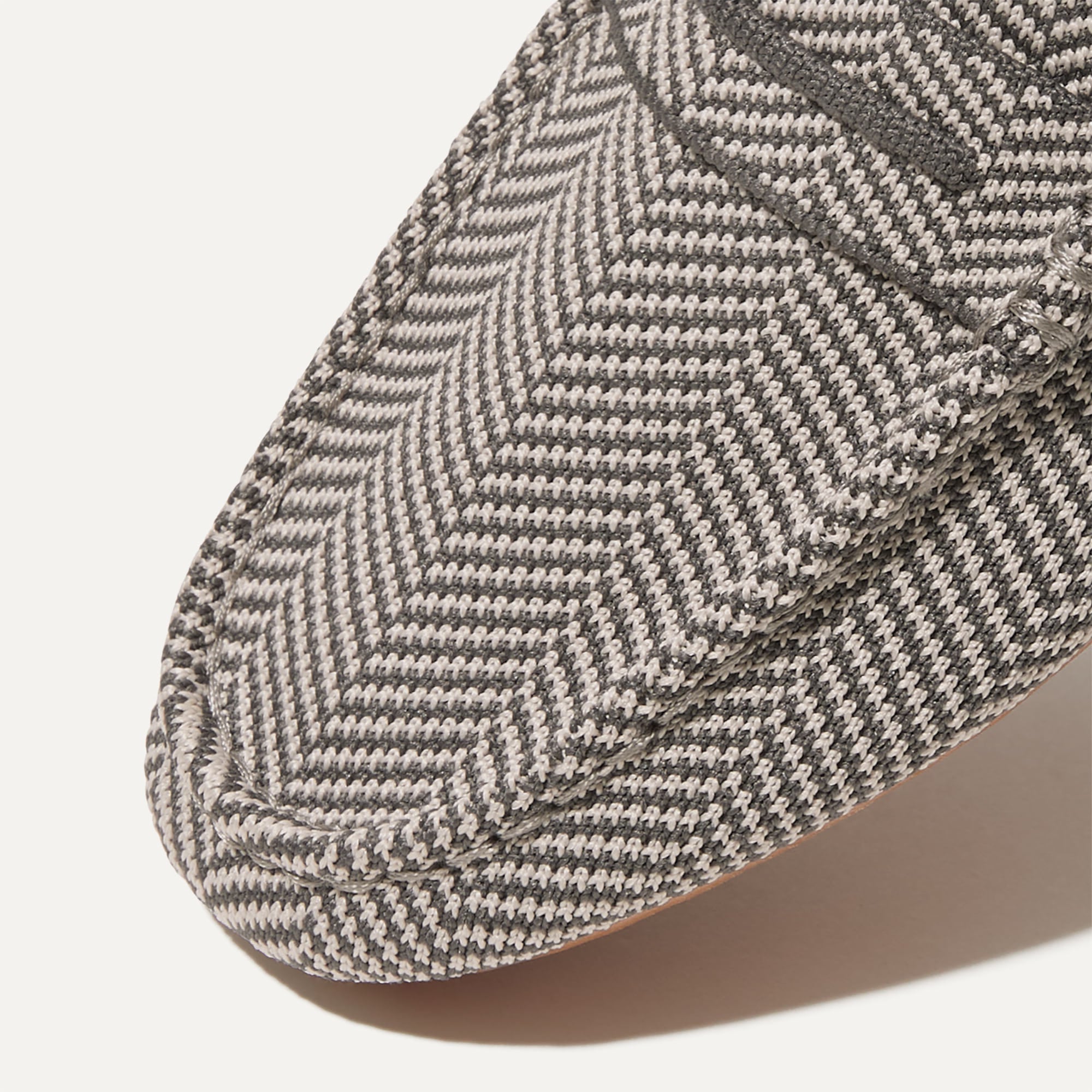 Close up of the toe and vamp of The Driver in Iron Herringbone.