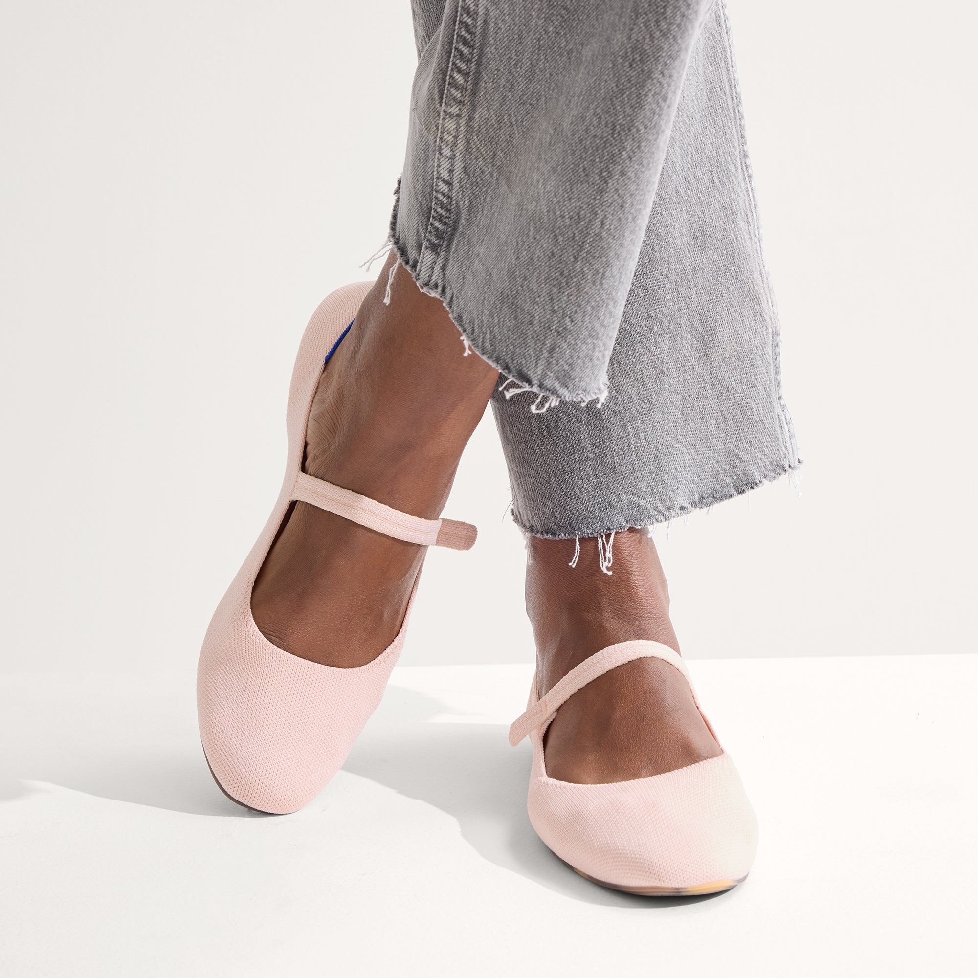 hover | Model wearing The Square Mary Jane in Bubbly Pink.