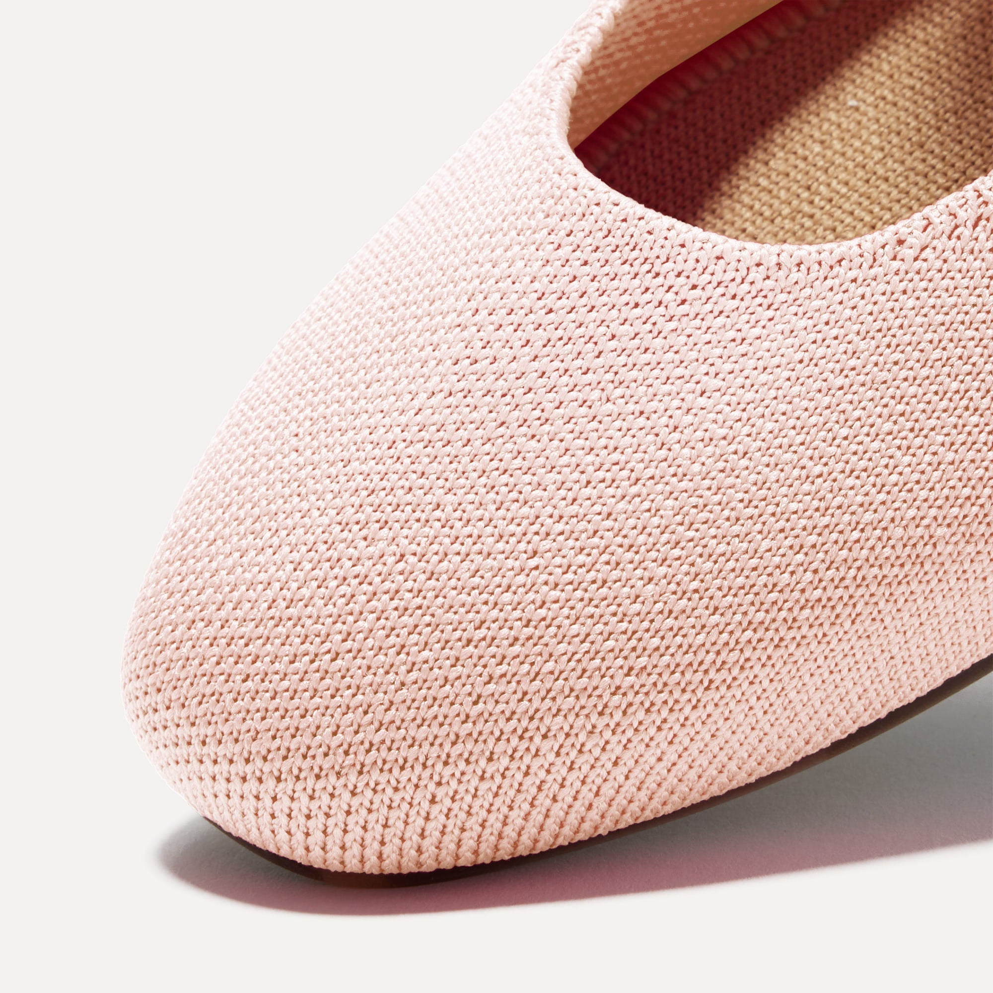 Top view of the square toe and rounded vamp of The Square Mary Jane in Bubbly Pink.