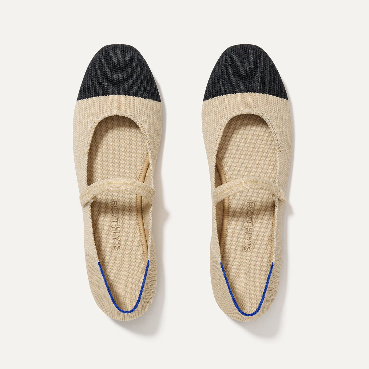 The Square Mary Jane in Cream Captoe shown from the top.