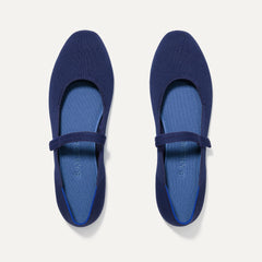 The Square Mary Jane in Deep Navy shown from the top.