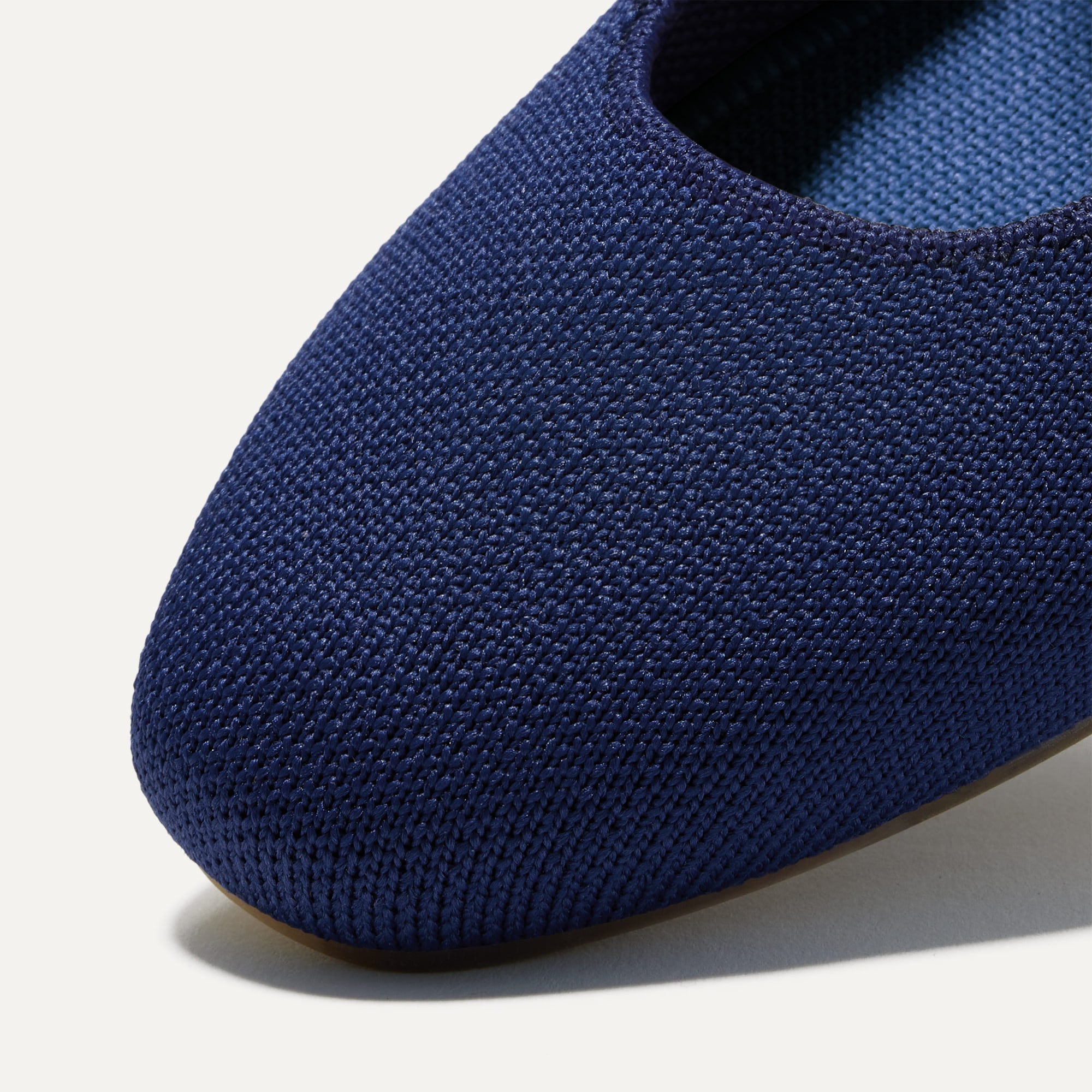 Top view of the square toe and rounded vamp of The Square Mary Jane in Deep Navy.