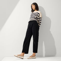 Alternate view of a model wearing The Square Mary Jane in Gardenia.