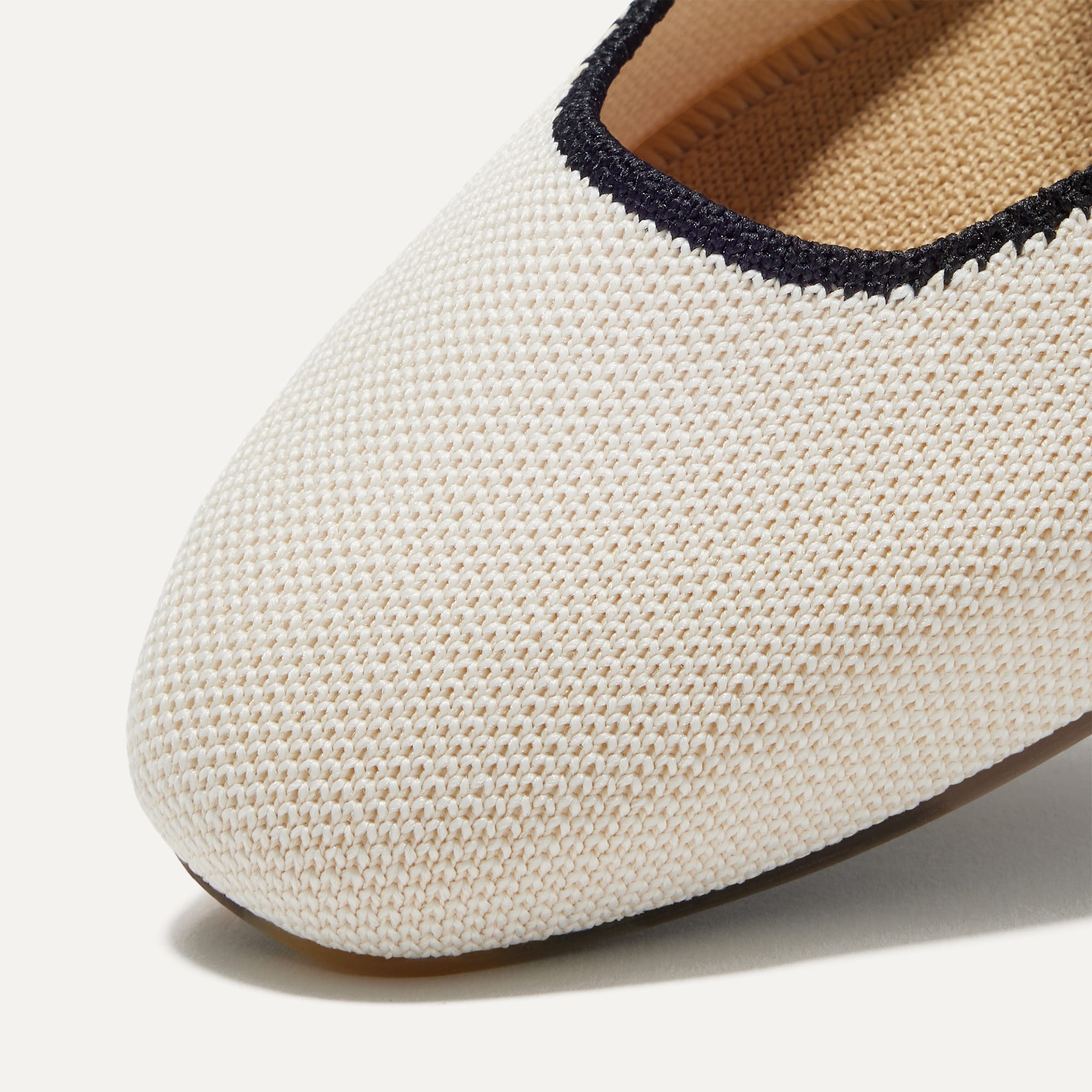 Top view of the square toe and rounded vamp of The Square Mary Jane in Gardenia.