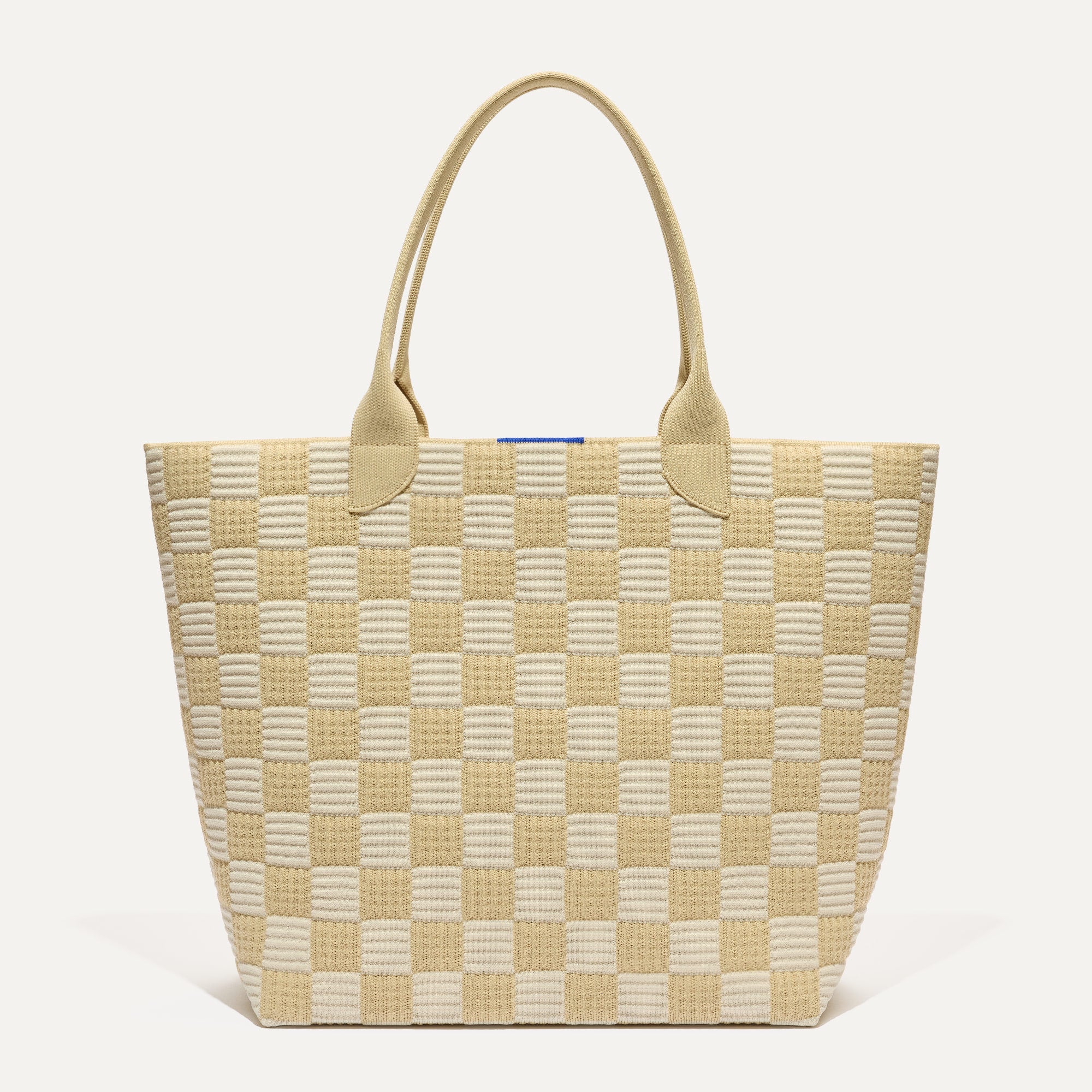 PDP |The Lightweight Tote in Checker Sand shown from the front.