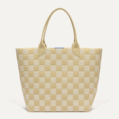 PDP |The Lightweight Tote in Checker Sand shown from the front.