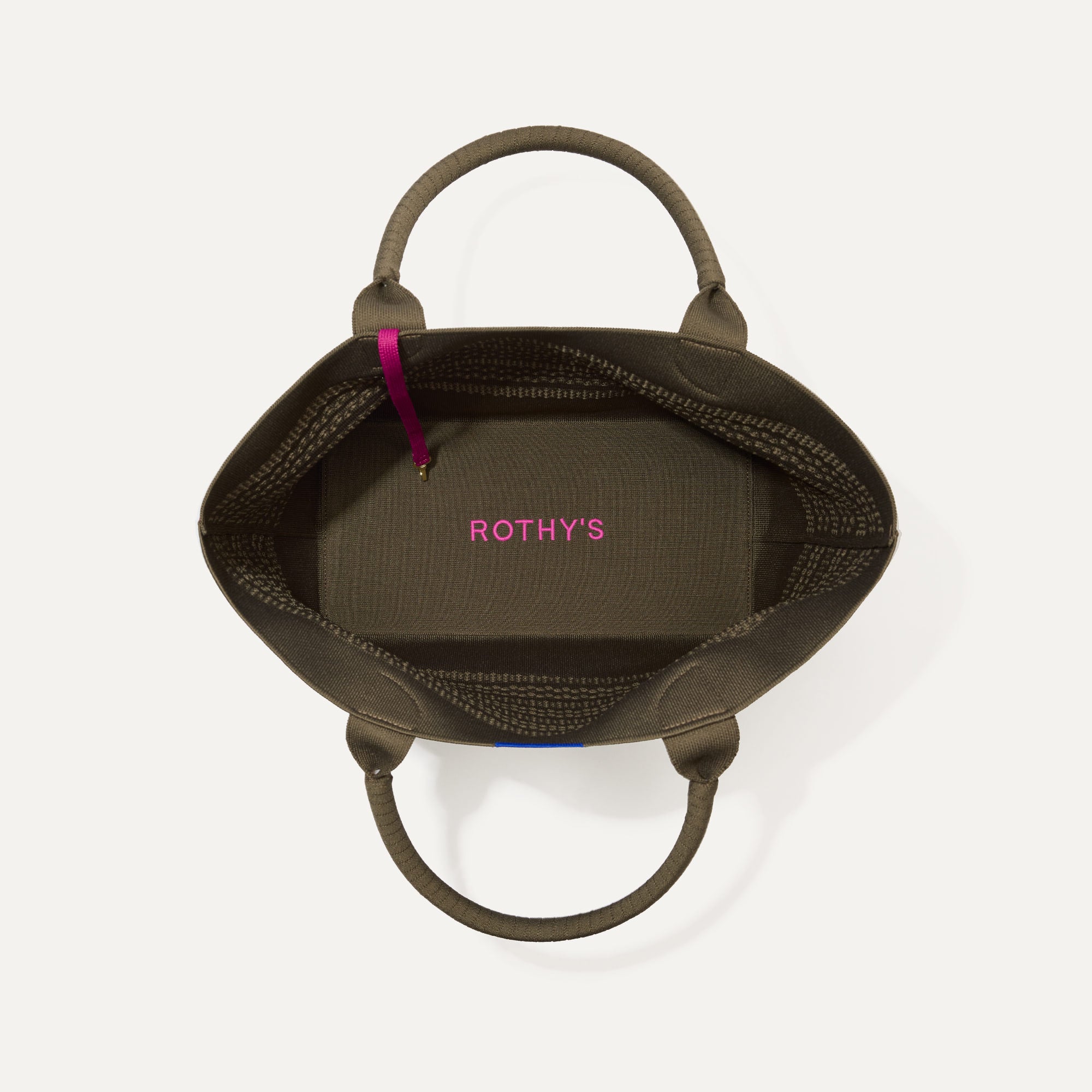 The Lightweight Tote in Safari Crochet shown open from the top, with base insert visible. 