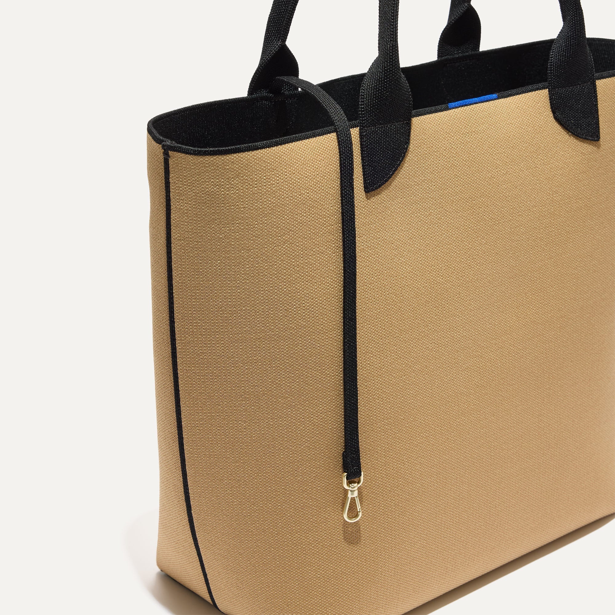 The Lightweight Tote in Shortbread shown with its handy key leash.