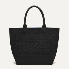 PLP |The Lightweight Tote in Black Crochet shown from the front.