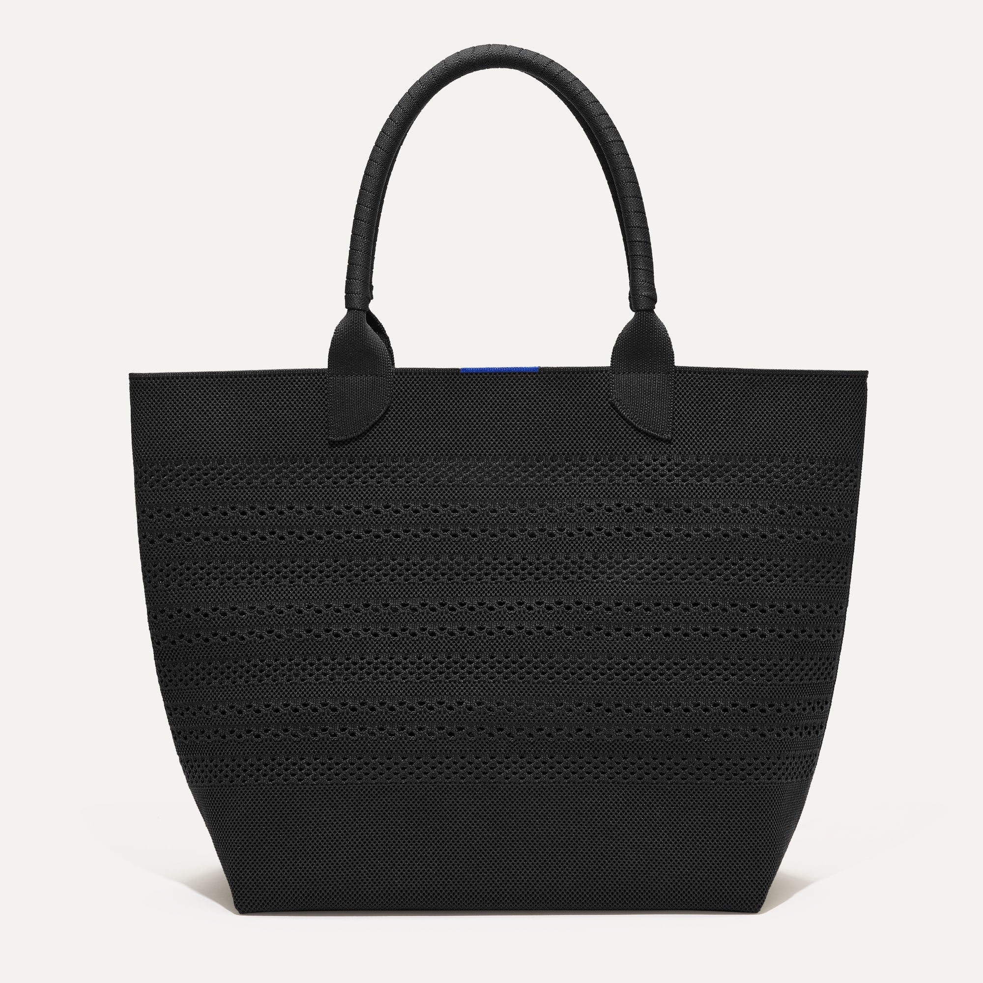 PDP |The Lightweight Tote in Black Crochet shown from the front.