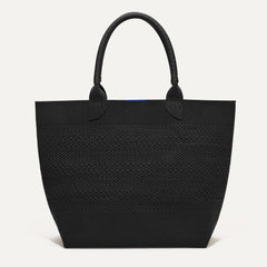 PDP |The Lightweight Tote in Black Crochet shown from the front.