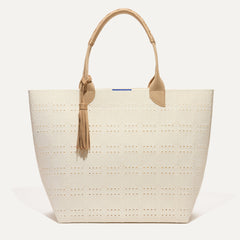 PLP |The Lightweight Tote in Ivory Perf shown from the front.