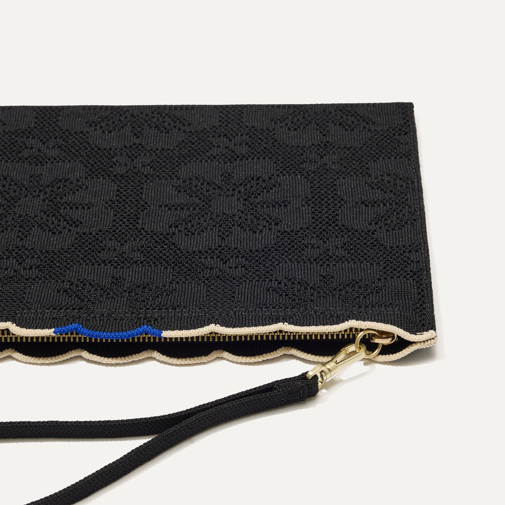 A closeup of The Wristlet in Black Carnation, focusing on the wrist strap.