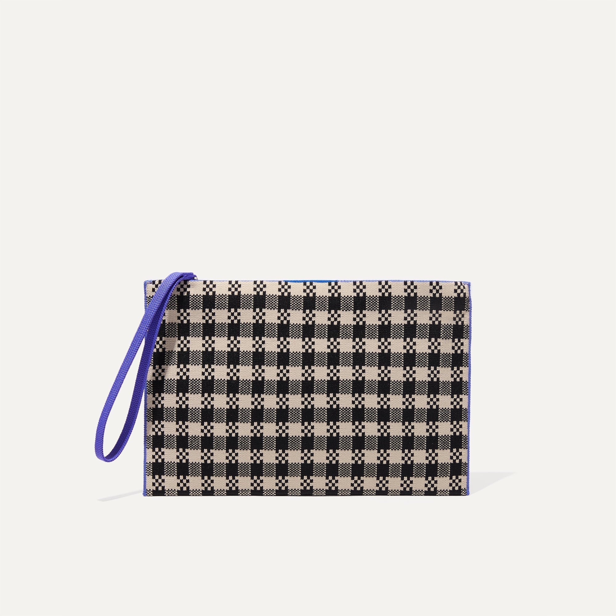 PLP |The Wristlet in Black & Canvas Gingham shown from the front.