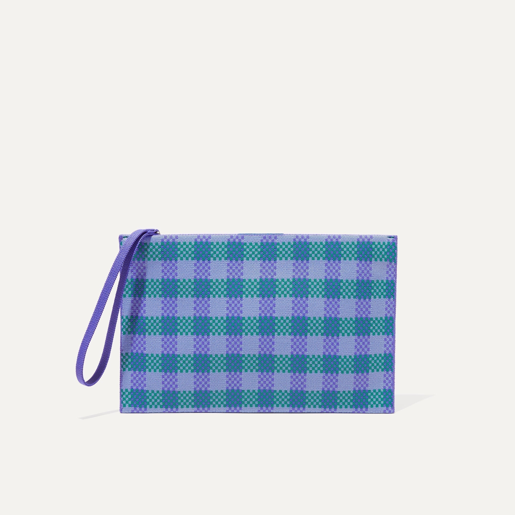 PLP |The Wristlet in Blueberry Gingham  shown from the front.